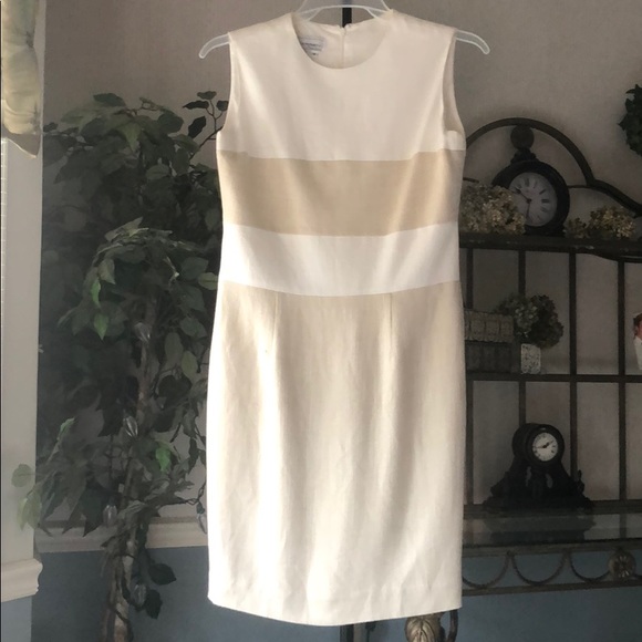 🤍 White and Tan Dress - Picture 1 of 6